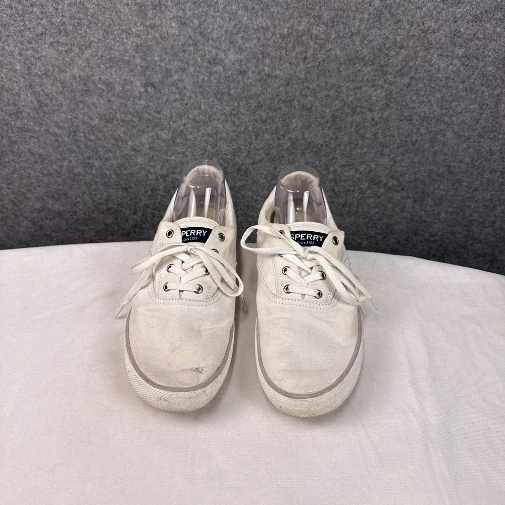 Sperry Mens Striper II CVO Sneakers Size 12 White Canvas Lace Up Casual Shoes